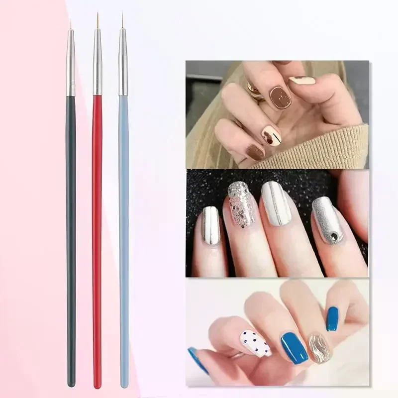 3 szt./zestaw Pędzle do zdobienia paznokci Pędzel do precyzyjnych linii do cienkich detali Pędzel do precyzyjnego rysowania Pędzel do lakieru żelowego UV Narzędzie do projektowania paznokci