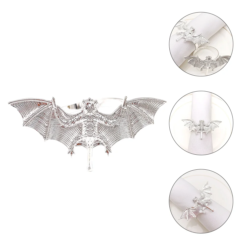 

4 Pcs Dining Table Bat Napkin Buckle Ghost Rings Alloy Halloween Holder Buckles