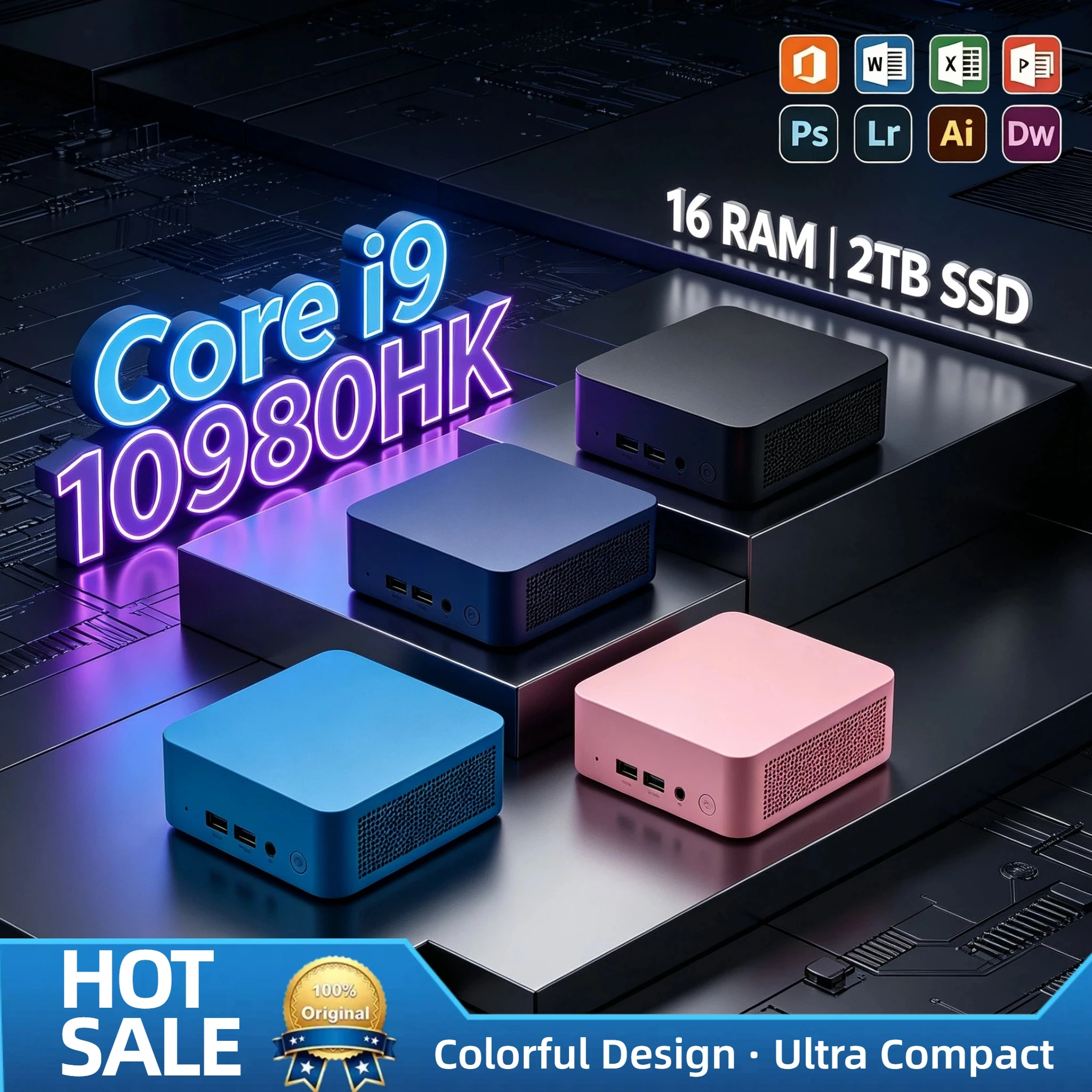 Intel Core i9-10980HK Small Form PC 16GB DDR4 1TB 2TB M.2 SSD WiFi6 BT5.2 Low Power Computer Pro Unit