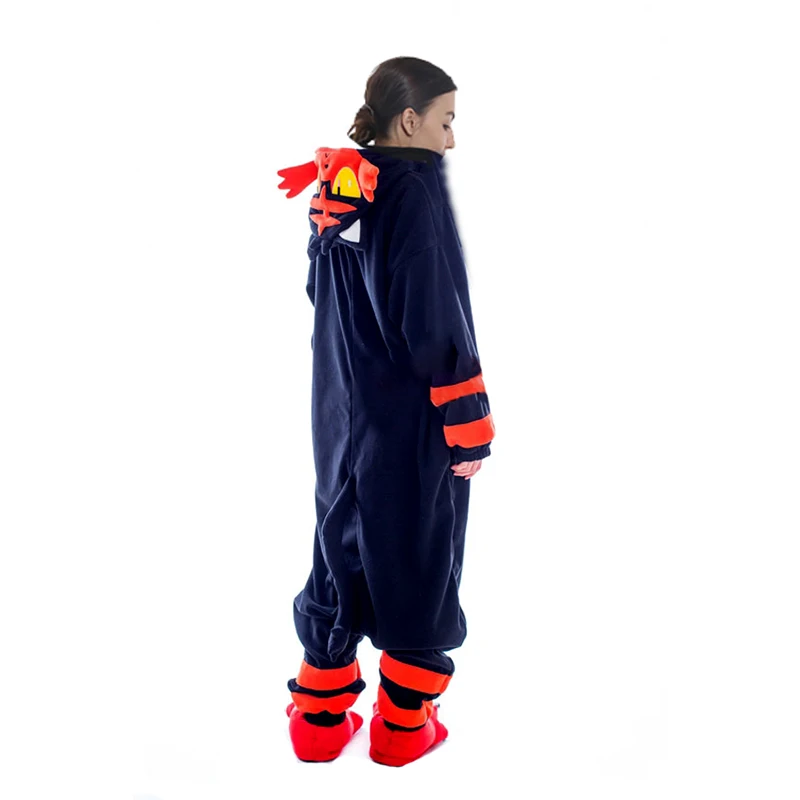 Women Pajamas Pokmoon Onesie Litten Kigurumi Anime Jumpsuit with Long Sleeves and Hood Halloween Christmas Cosplay Costume Party