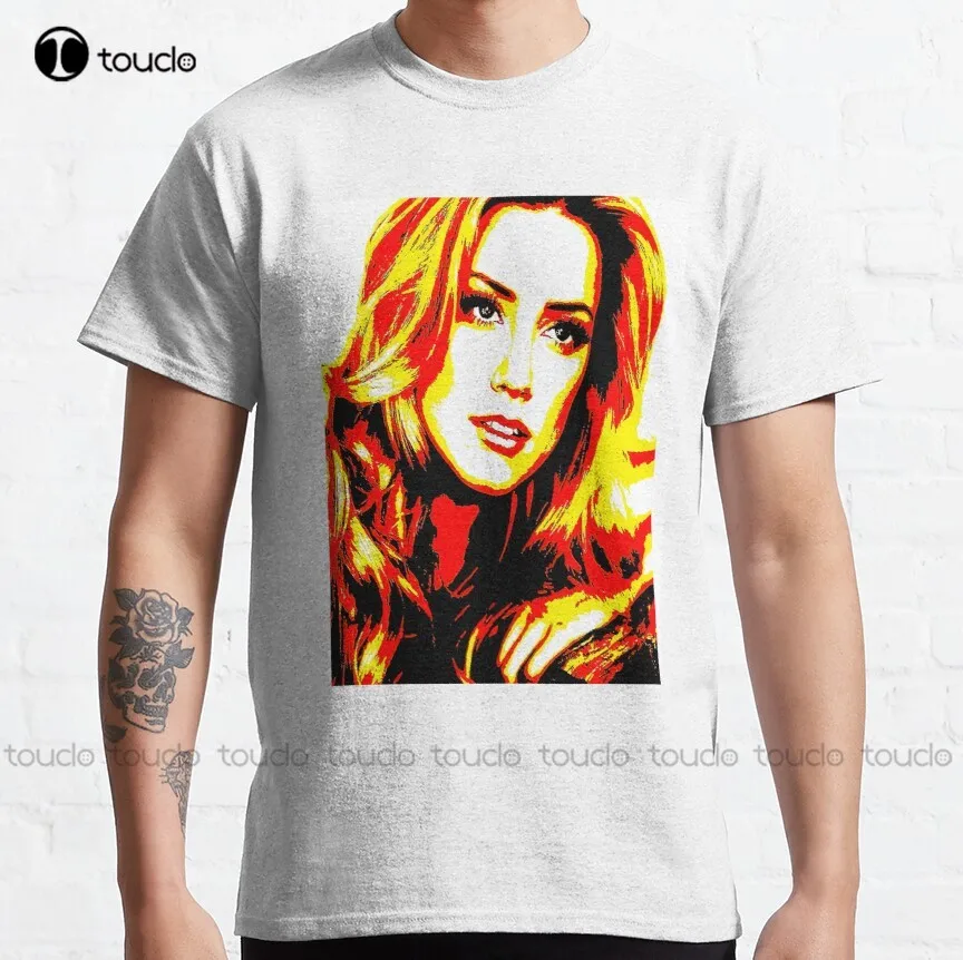 Amber Heard Classic T-Shirt Mens Tshirts Short Sleeve Tee T Shirts Custom Unisex Tee Digital Printing Breathable Cotton Retro