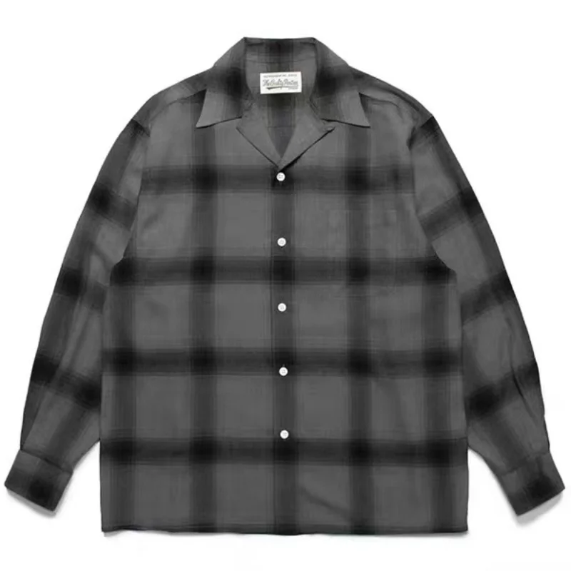 Full range Stripes WACKO MARIA Fashion Shirts Autumn Winter Vintage Cardigan Cuban Neck Mens Shirts Tops
