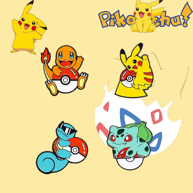 Fashion Trend Pokemon Kawaii Enamel Pins Anime Pikachu Charmander Children Like It Brooches Fashion Backpack Pin Accessories