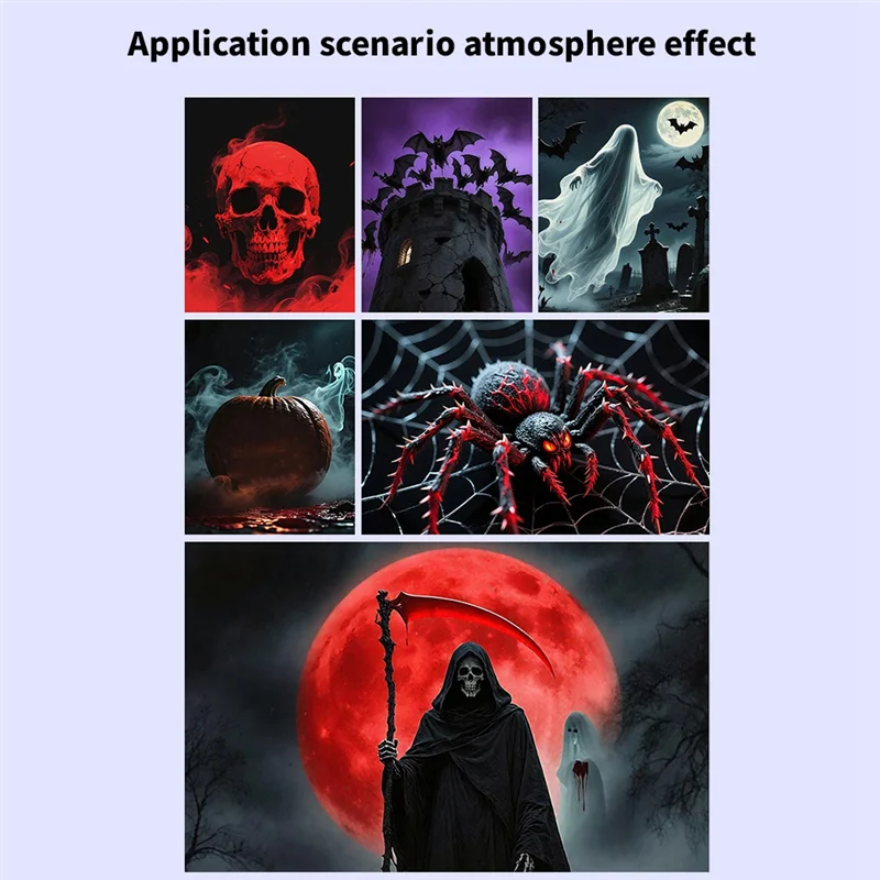 A74E-Atmosphere Mood Light 360 Rotating Switchable Pattern Halloween USB Projector Light Skull Nightlight Ghost LED Lamp