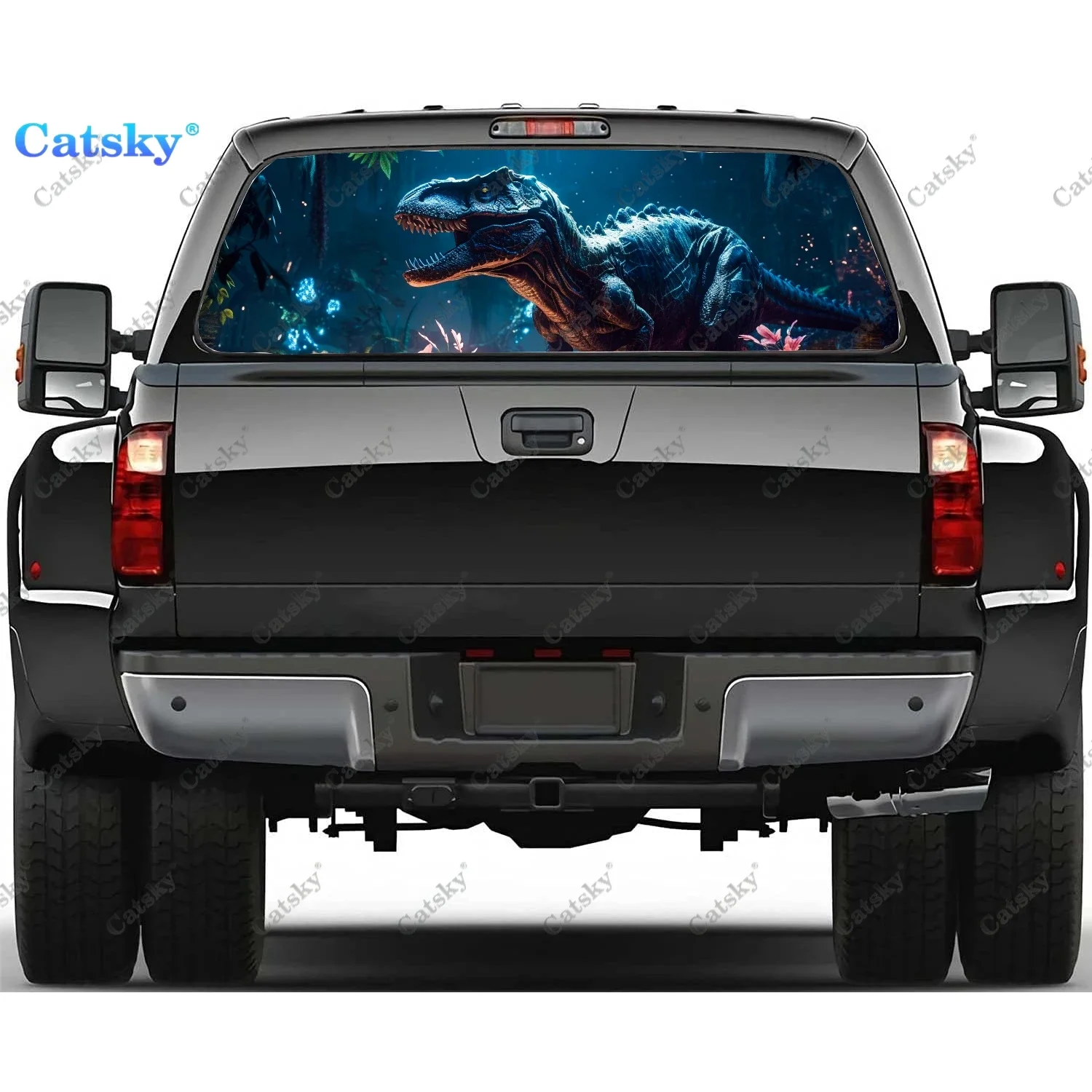 

Colorful Dangerous Dinosaur Rear Window Decal Fit Pickup,Truck,Car Universal See Through Perforated Back Windows Vinyl Sticker