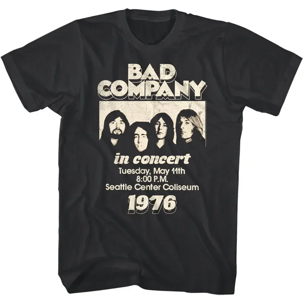 Bad Company Seattle Center Coliseum 1976 Men's T-Shirt Rock BandUnisex vintage print luxury brand