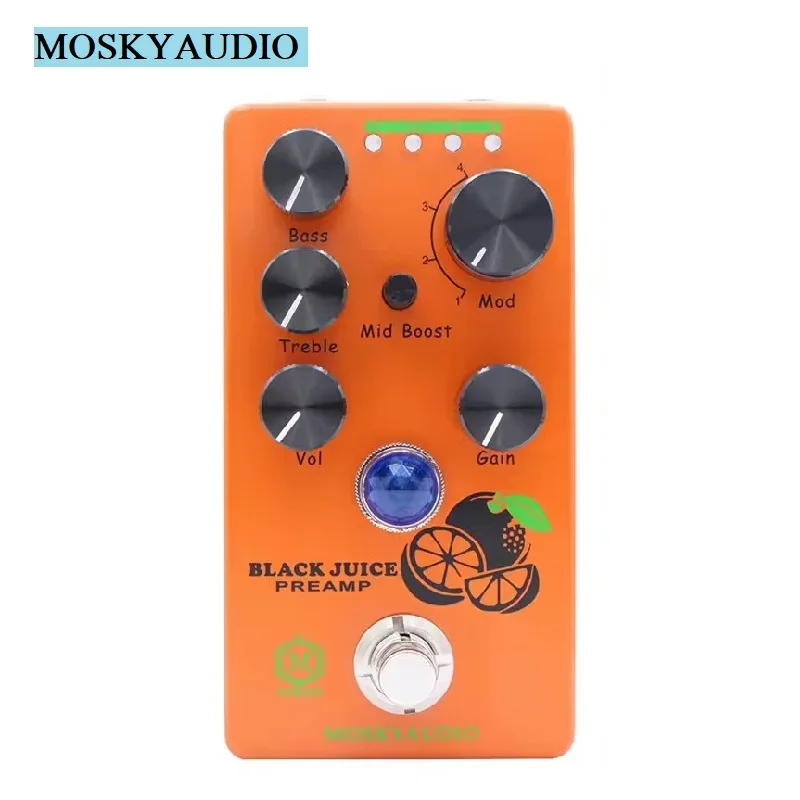 

MOSKY Black Juice Preamp Guitar Bass Effect Pedal Overdrive Four Models with True Bypass DJ Equipment Mid Boost Volume Knob