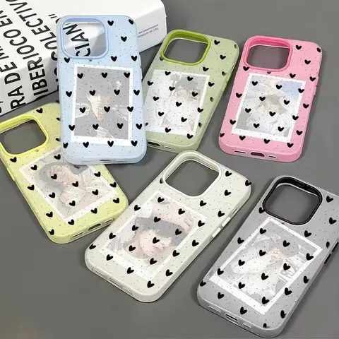 Black Heart Polka Dot Matte Candy Phone Case For OPPO A5 Pro Reno 14 13 12 11 10 Pro 14F 13f 12f A60 A5 A79 Find X8PRO Cover