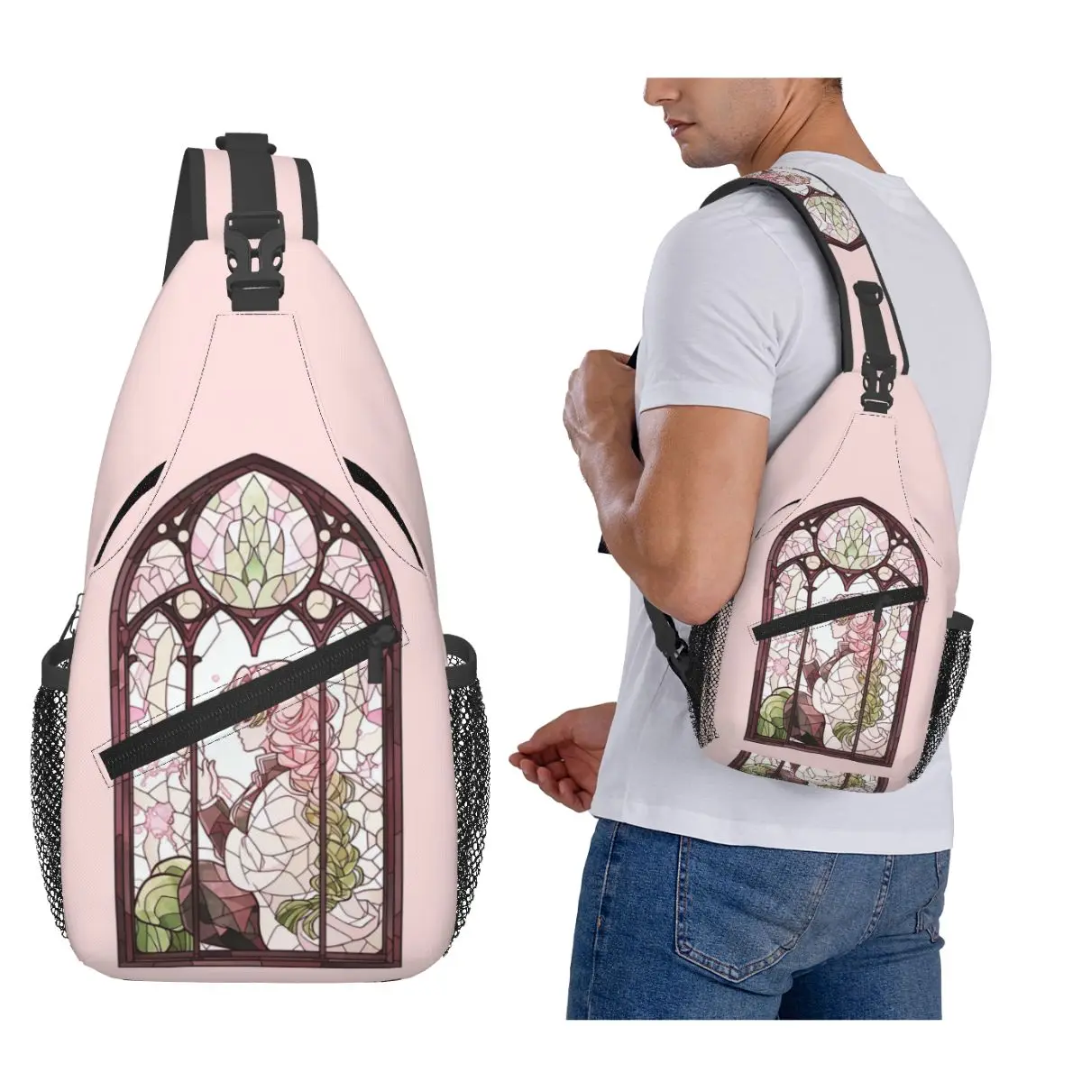 

Mitsuri Kanroji And Iguro Obanai нагрудная сумка мужской рюкзак через плечо нагрудная сумка дорожный походный рюкзак сумка на плечо