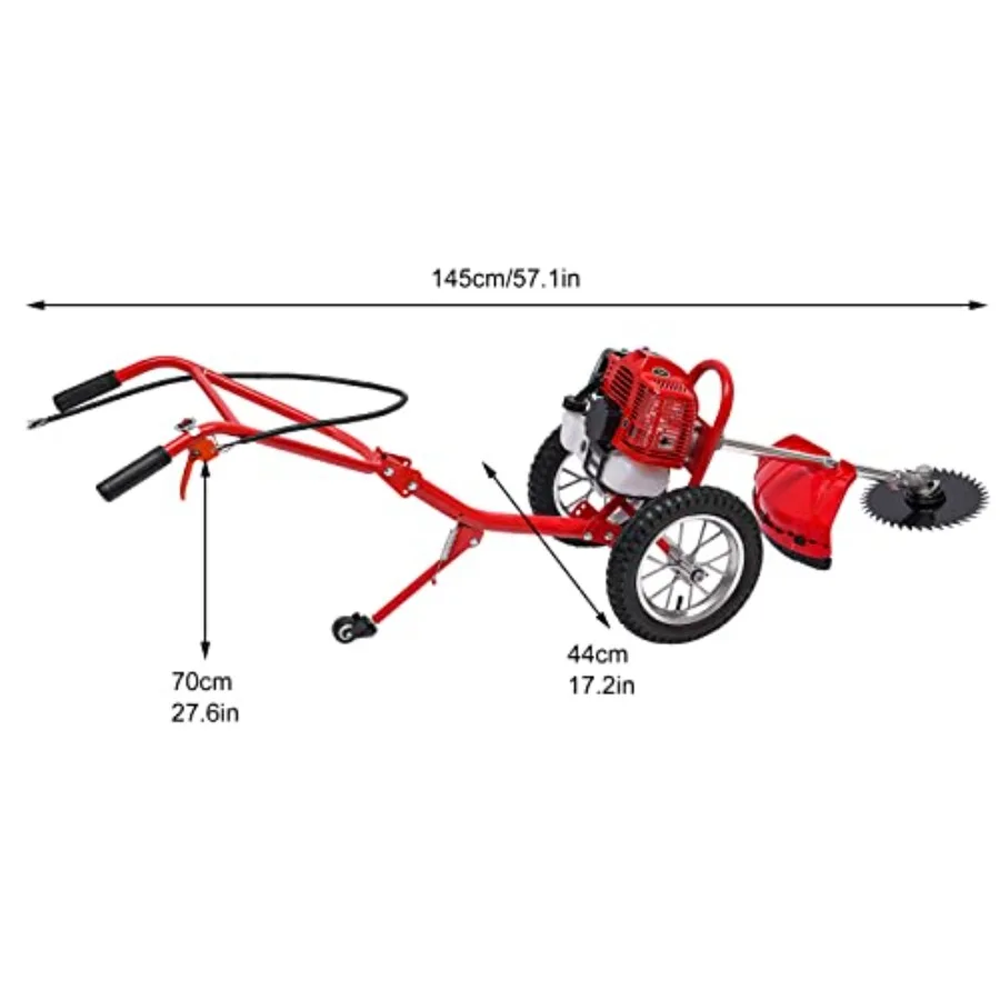 Mesin Pemotong Rumput Dorong 2 Tak 49 CC Berbahan Bakar Bensin dengan Motor Kecepatan Tinggi 6500-7000 Rpm dan Tangki Bahan Bakar 0.95L untuk Efisiensi Tinggi