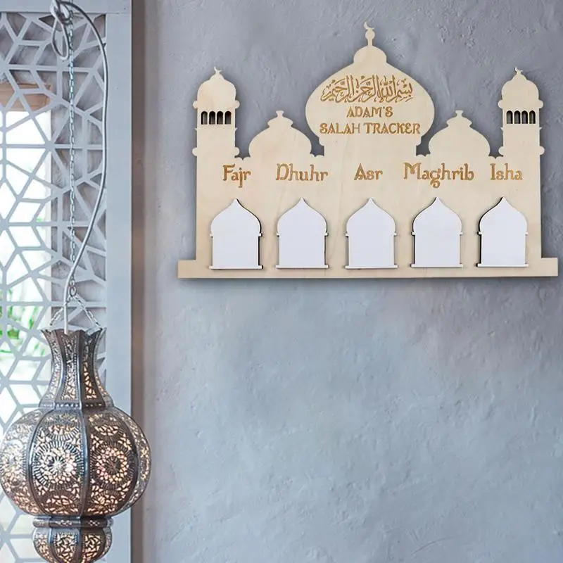 Eid 메시지 보드 나무 Eid 행잉 보드, 플라크 사인 메시지 보드, 성 장식