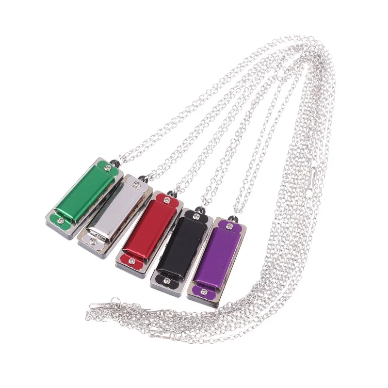 New 4-Hole 8-Tone Mini Necklace Harmonica Musical Instrument Toys For Kids Children's Elementary School Entrance Music Toy Gift view 3