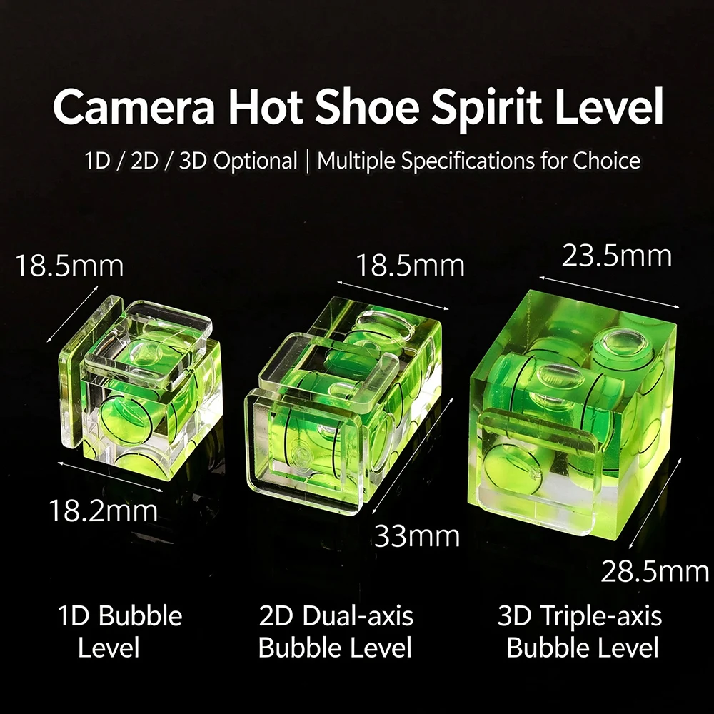 Hot Shoe Bubble Level Camera Spirit Level 3 Axis Cube Level Hot Shoe Cover for Sony Canon Nikon Fujifilm Photography Accessories