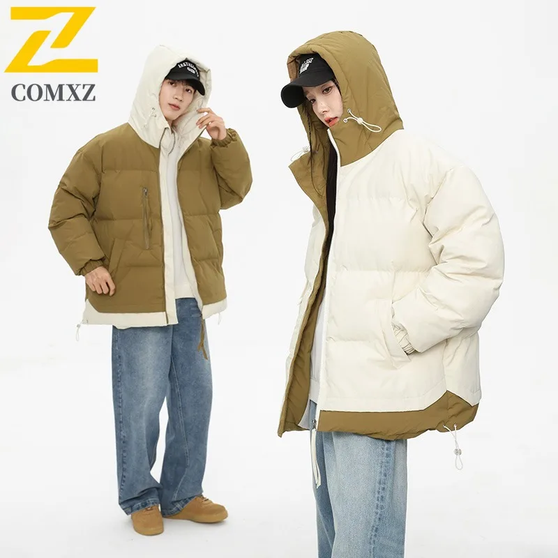 

COMXZ Мужская зимняя куртка Высокомодная утолщенная теплая куртка с капюшоном для катания на лыжах и кемпинге стеганая куртка уличная повседневная куртка-паркер высокого качества