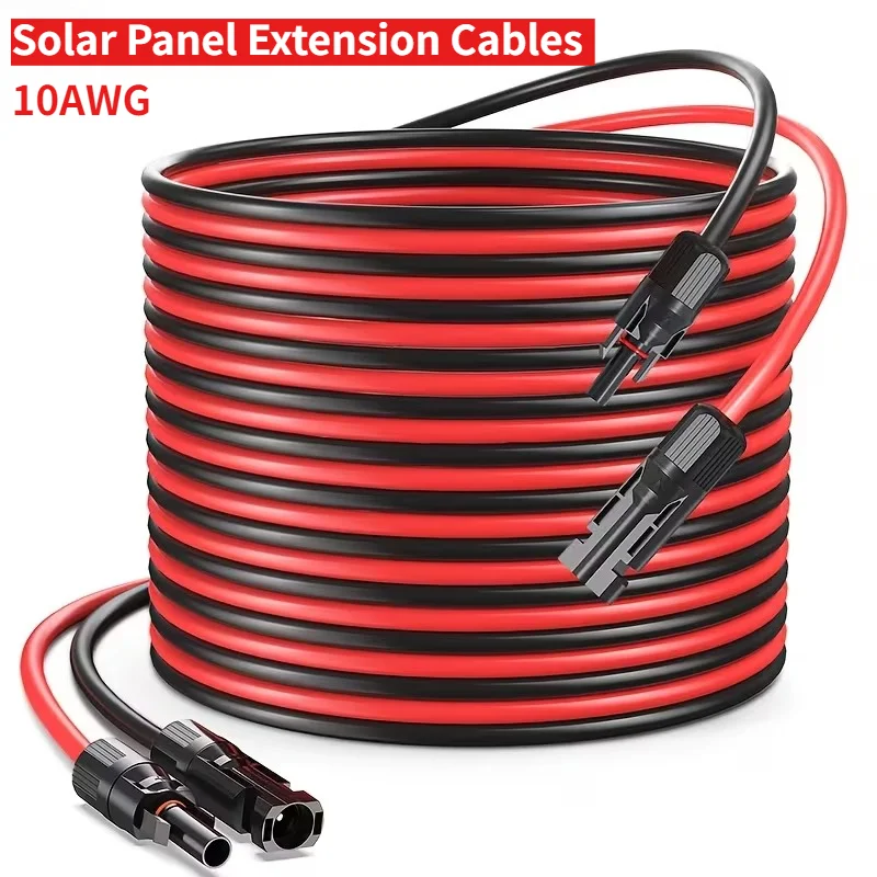 5/10/20/40/50Ft 10AWG Hochleistungs-Solarpanel-Kabel mit Stecker-Buchse-Verbindern für Photovoltaik-Systeme in Wohnmobilen, im Freien und im Garten