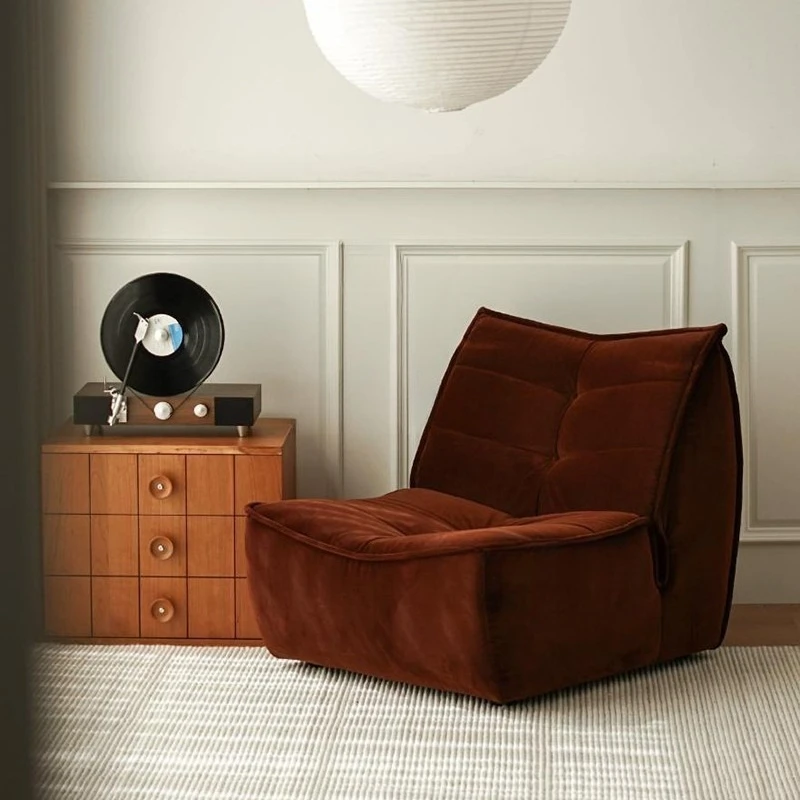 Sofa single lazy sofa living room small apartment solid wood fabric simple and modern
