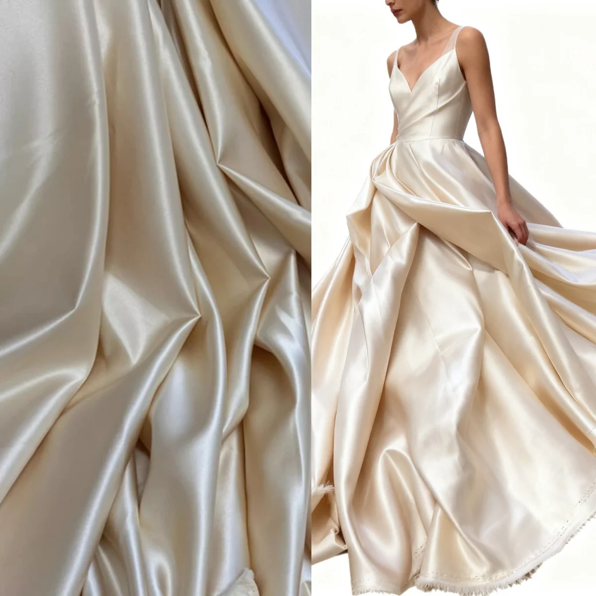 

Deep Champagne Wedding Dress Thick Satin Fabric Evening Dress Fashion Skirt Fabric DIY Designer Sewing Material