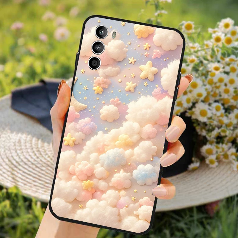 

Pink White Cloud Sky Rainbow Phone Case For Motorola Edge 50 40 Pro 50 40 30 Ultra Neo Fusion Moto G Play G Stylus G Power G 5G
