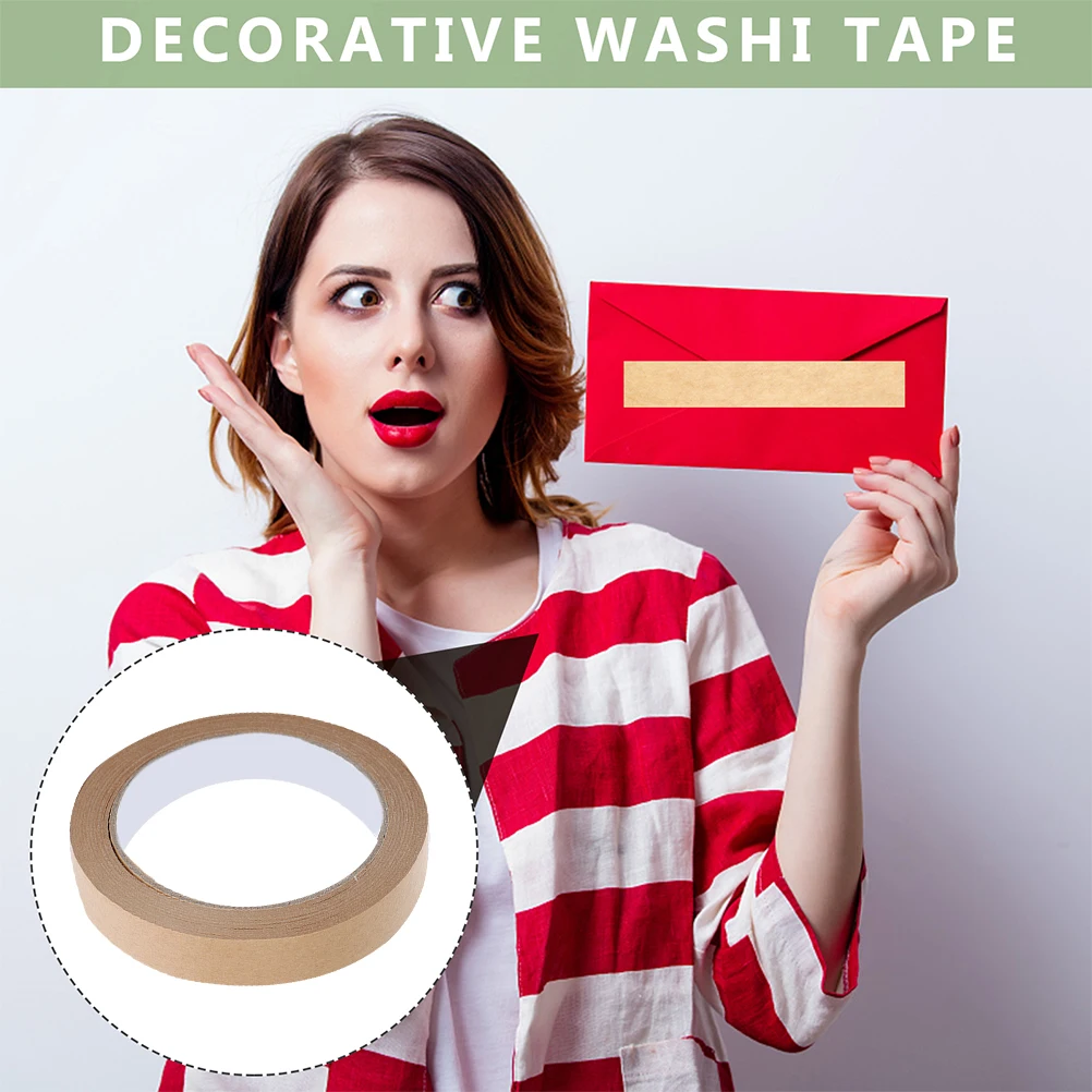 

5 pcs Kraft Paper Tape Tearable Writable Packaging Safe Transport DIY Crafts Stationery Waterproof Resistant Solvents Oil