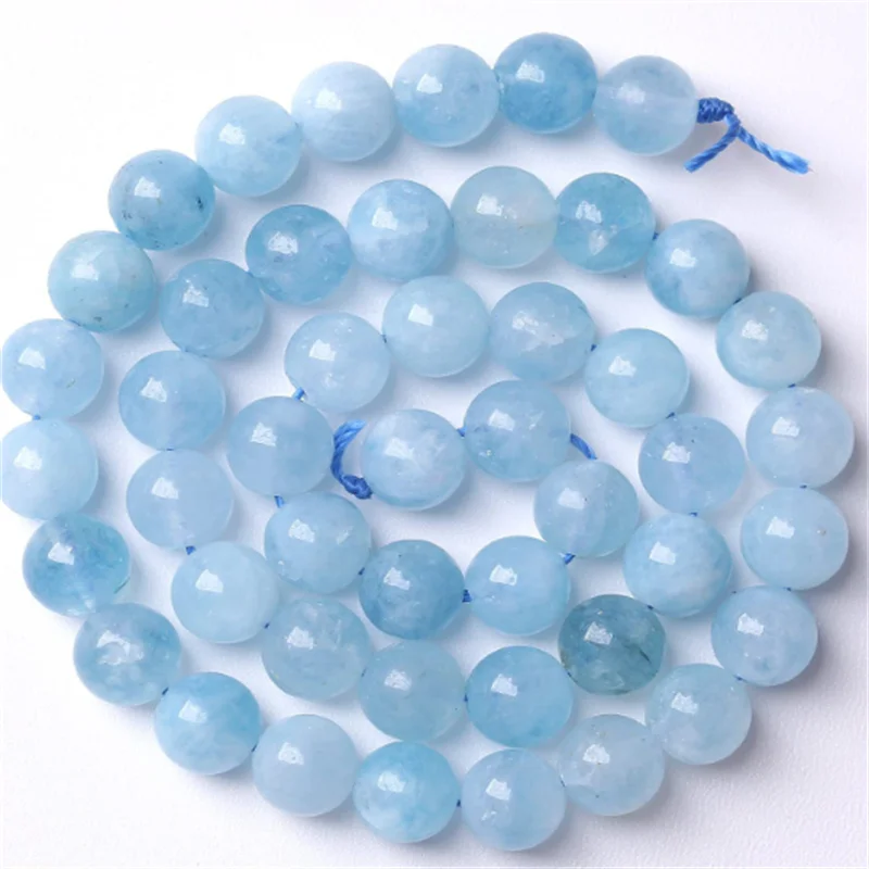4/6/8/10/12mm Natural Aquamarin Agat Stone 1 strand/lot Bead Round Loose Spacer Beads For Jewelry Making Findings DIY Bracelet