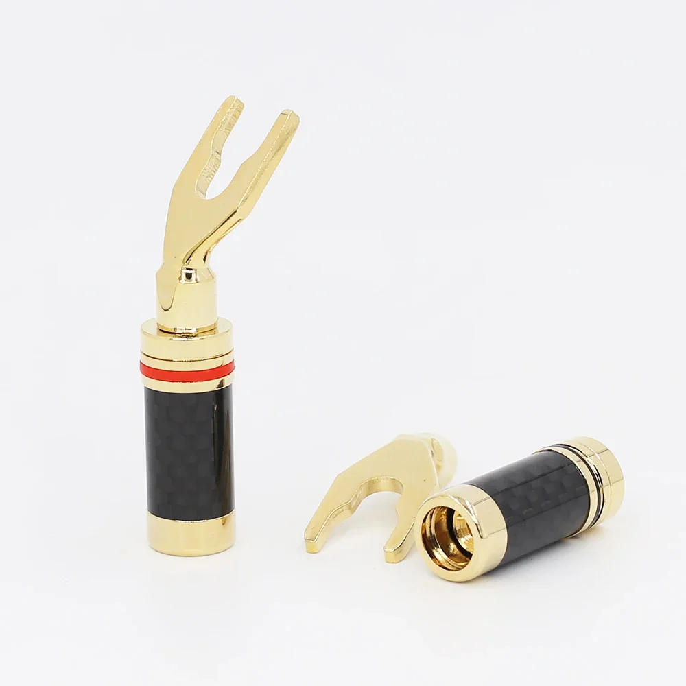 4 szt. Hi-End 24-karatowe pozłacane śruba blokująca Y Wtyczka widełkowa Złącze przewodu kabla głośnikowego HiFi