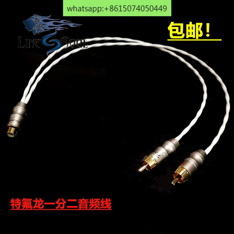 Silver Plated RCA One Split Two Double Lotus Audio Cable 1 Female Open 2 Male Fever Signal Cable