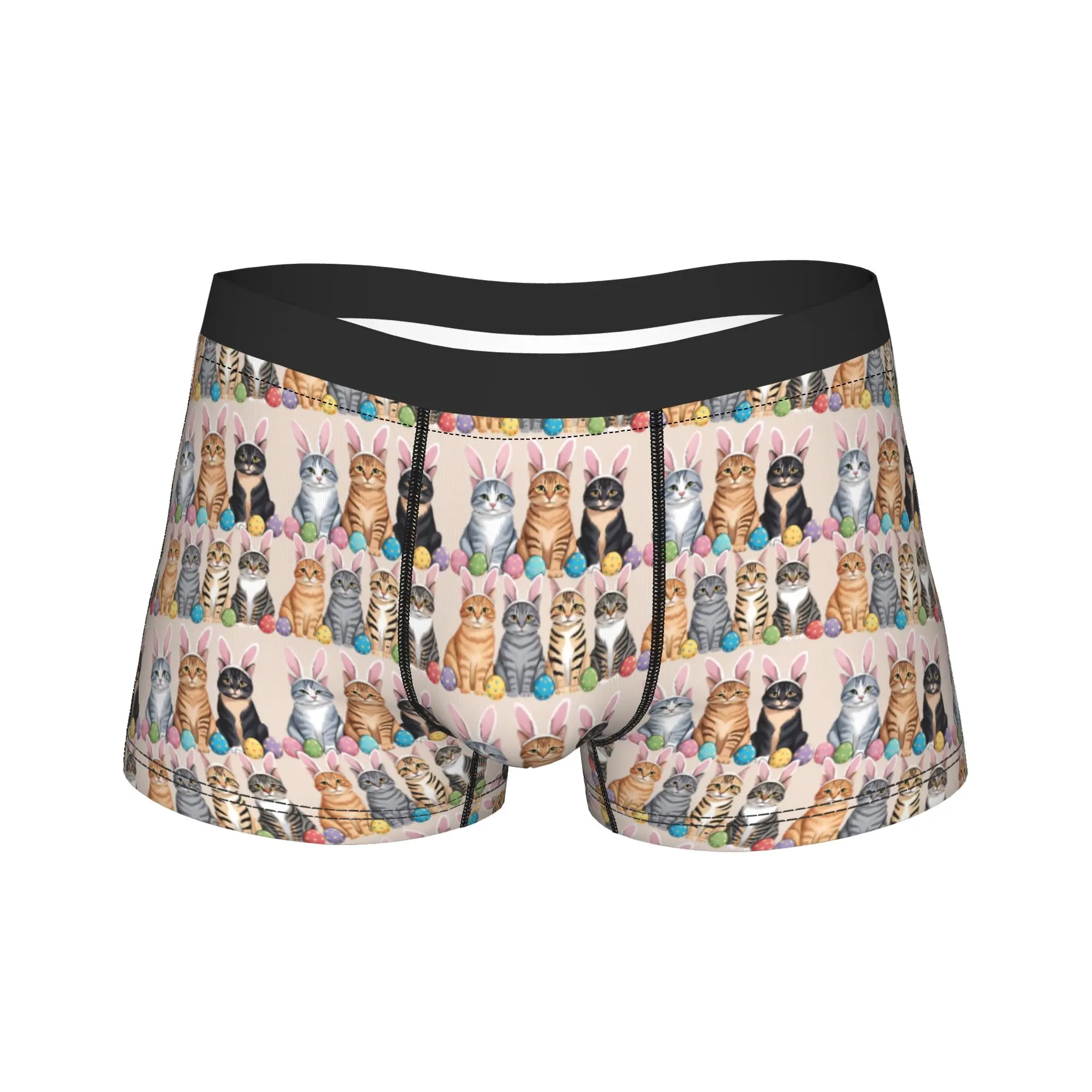

Funny Easter Cats Ears Bunny Eggs Underwear Printed Boxer Shorts Male Underpants Breathable Shorts Briefs Birthday Gift