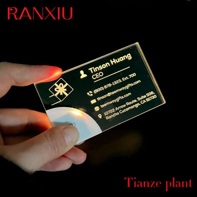 Custom NEW 2023 Luxury LED Acrylic Business Card Custom Business Cards Design Printing Laser Engrave Unique Light up Business Ca