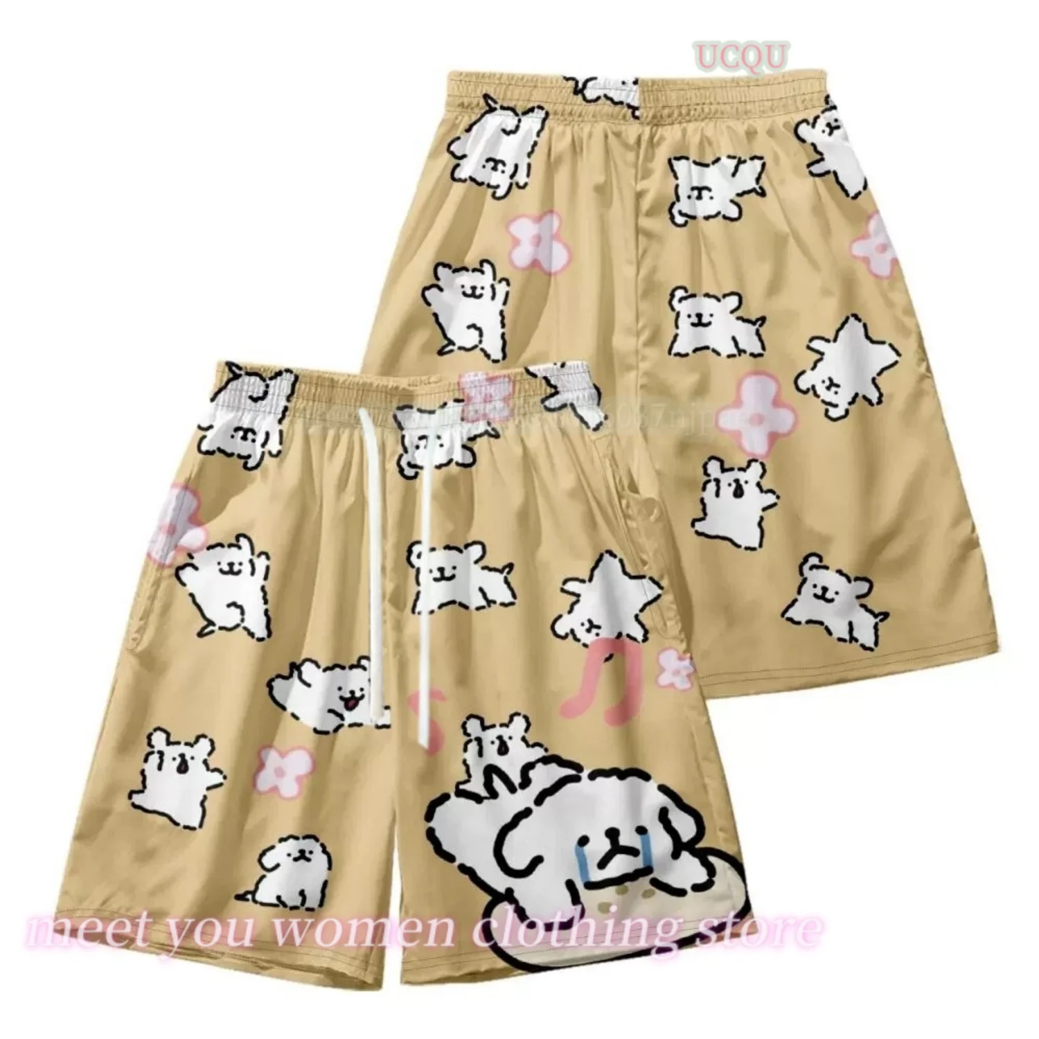 Women and men American Cartoon puppy Printing Short Pants couples daily Casual Shorts Women Clothing