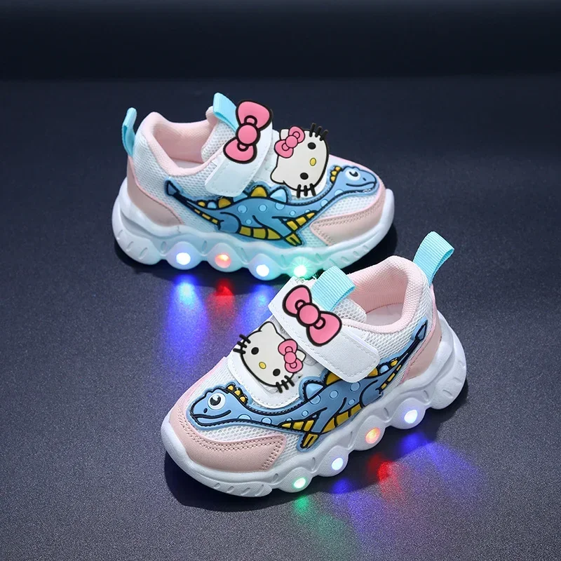 

Sanrio hello kitty LED Casual Shoes Spring Summer Cute Dinosaur Mesh Breathable Sneakers Boy Girl Baby Toddler Shoes with Lights