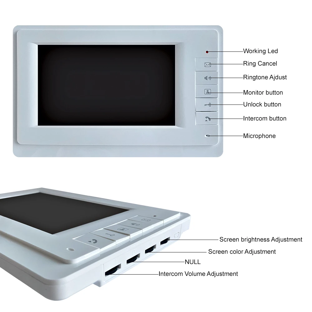 Sistema de videoportero inalámbrico para seguridad del hogar, intercomunicador con cable a Color de 7 pulgadas, timbre interior, cámara de visión
