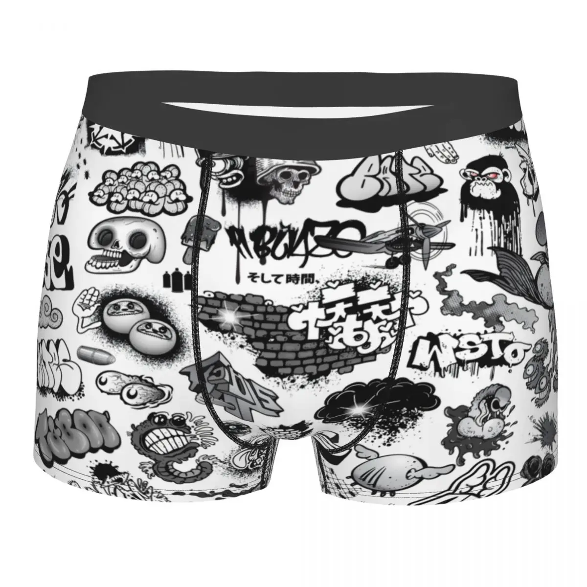 Custom Street Art Graffiti Wall Underwear Men Sexy Print Customized Vintage Cartoon Boxer Briefs Shorts Panties Soft Underpants