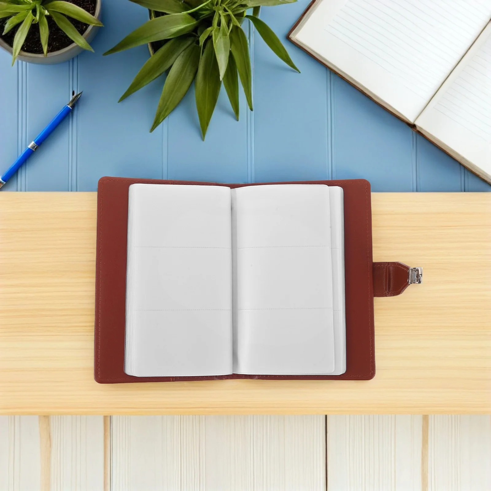 Portafoglio per carte di credito sottile con porta biglietti da visita in PU di grande capacità da 150 capacità con slot trasparenti Custodia per biglietti da visita portatile per