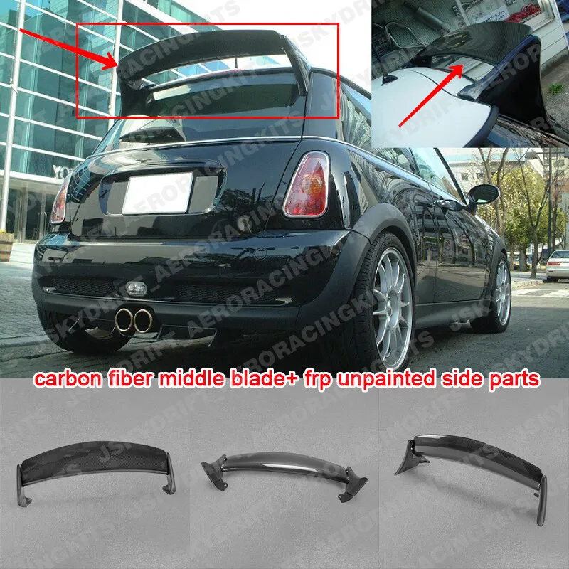 

For Mini Cooper R50 R53 Rear Trunk Roof Spoiler Wing Carbon Fiber+FRP Unpainted