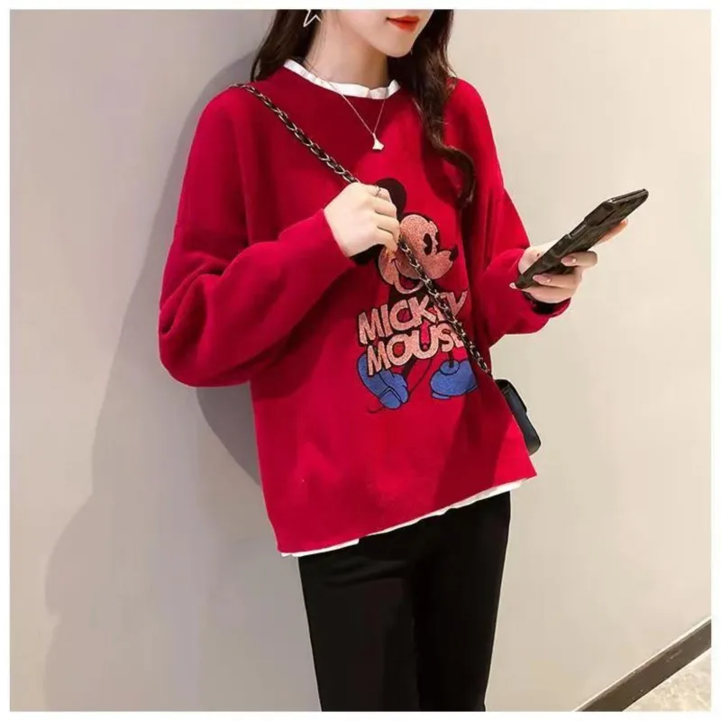 Fashion Sweatshirt Women Harajuku Mickey  Pattern Cartoon Print Casual Loose Tops Female Harajuku Hoodies Woman\'s clothing