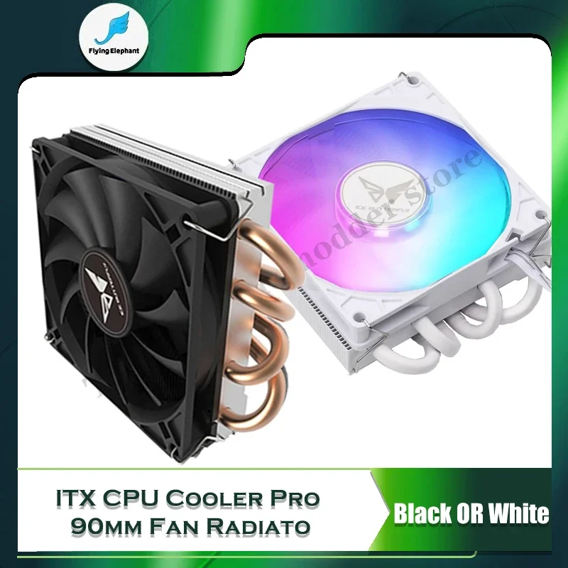 Mini ITX CPU Cooler Slim Fan 90mm Low-profile 39mm High 4 Heatpipes Air Cooling Heatsink Support 1700 1200 115X 5V ARGB SYNC