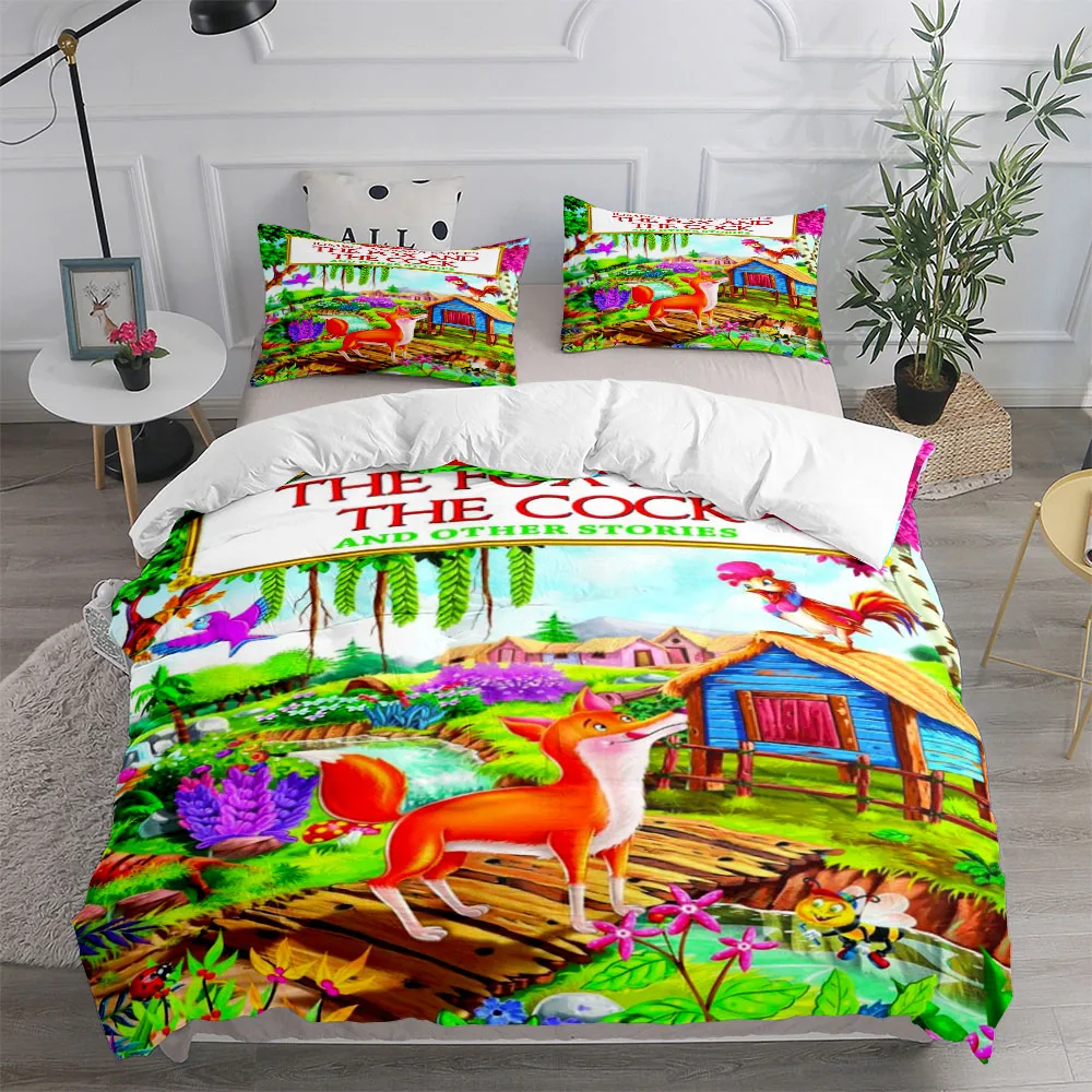 

The Cock and The Fox Fairy Duvet Cover Set King Queen Double Twin Single Bed Linen Set