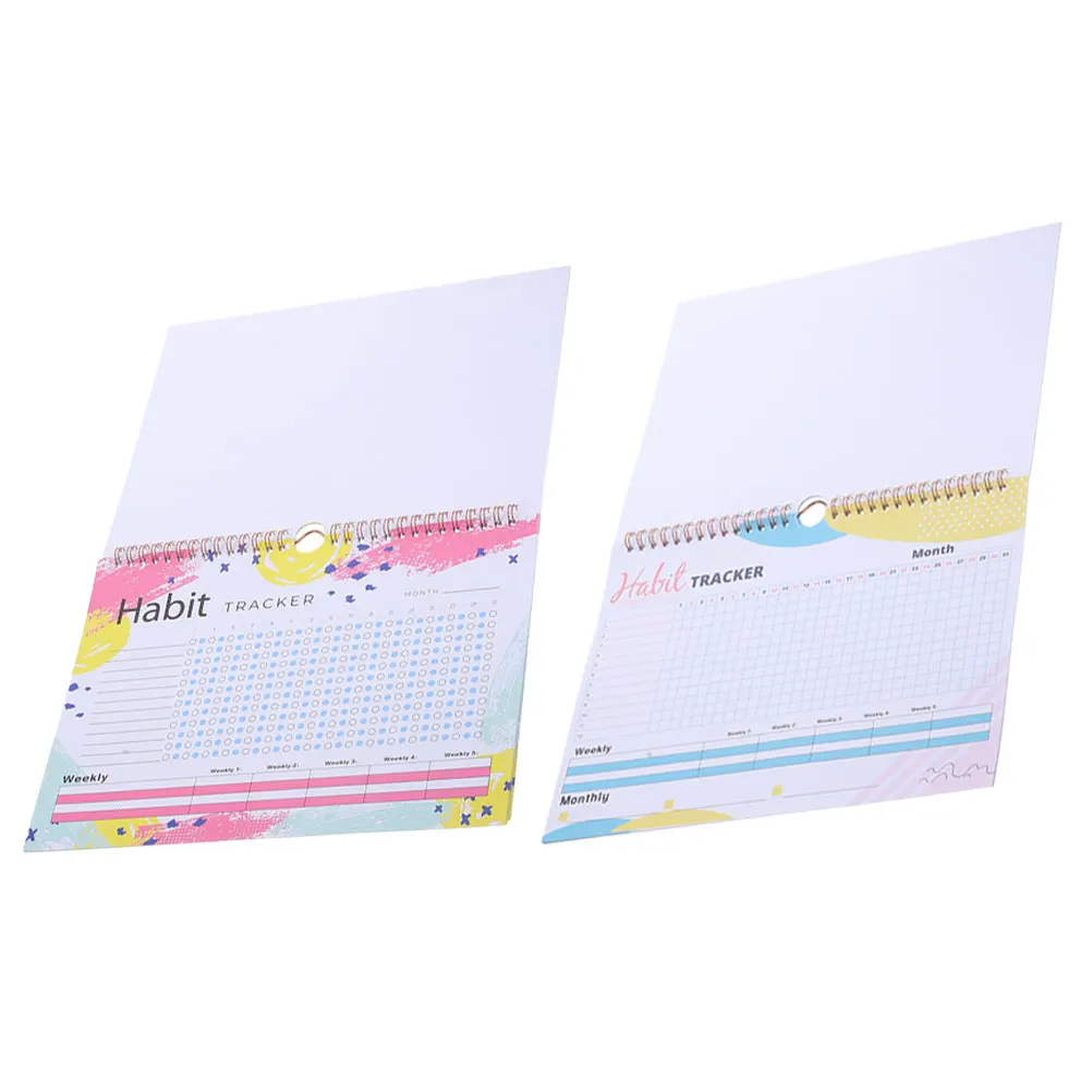 

2Pcs Undated Habit Tracker Planner Daily Weekly Monthly Activity Record Journal Goal Setting Organizer