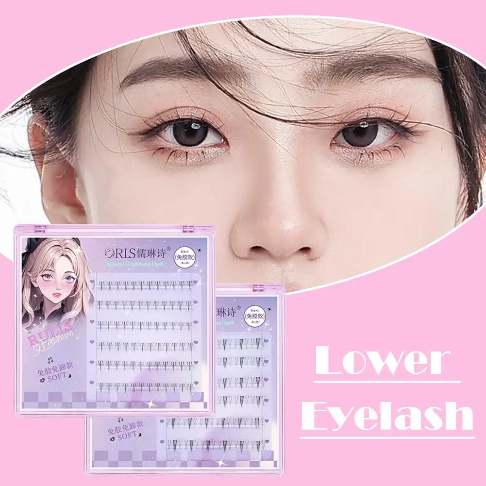 Ciglia finte senza colla per principianti Simulazione naturale sottile Ciglia inferiori Stile segmentato Autoadesivo Singolo cluster Cur B4E7