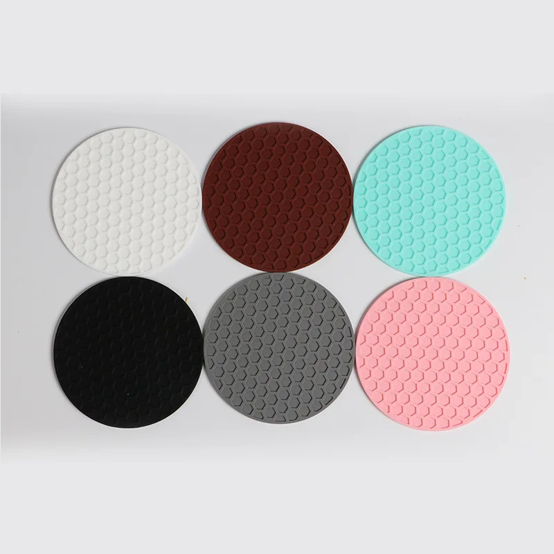 Round Coaster Cup Mats Coffee Drinks Silicone Tea Cup Holder Thickened Anti-slip Heat Thickened Pads Kitchen Table Accessories