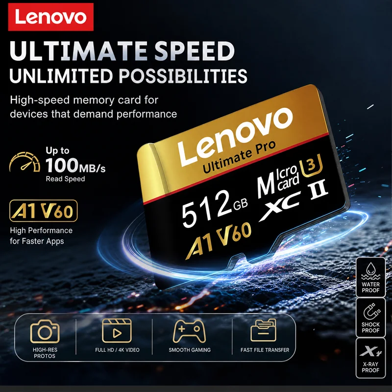Lenovo Micro SD Card 512GB 256GB 128GB 64GB Class 10 TF Flash Drive Memory Storage Device