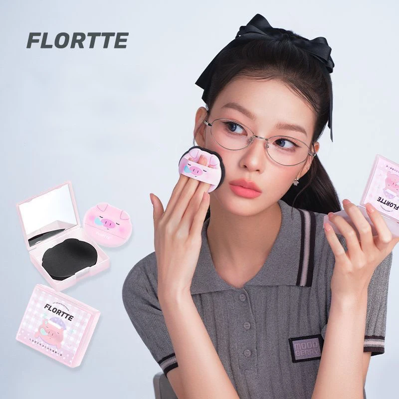 FLORTTE Oil Blotting Sheets Built-in Mirror Portable Face Powder Puffs,Oil-absorbing Paper Travel-Friendly Compact