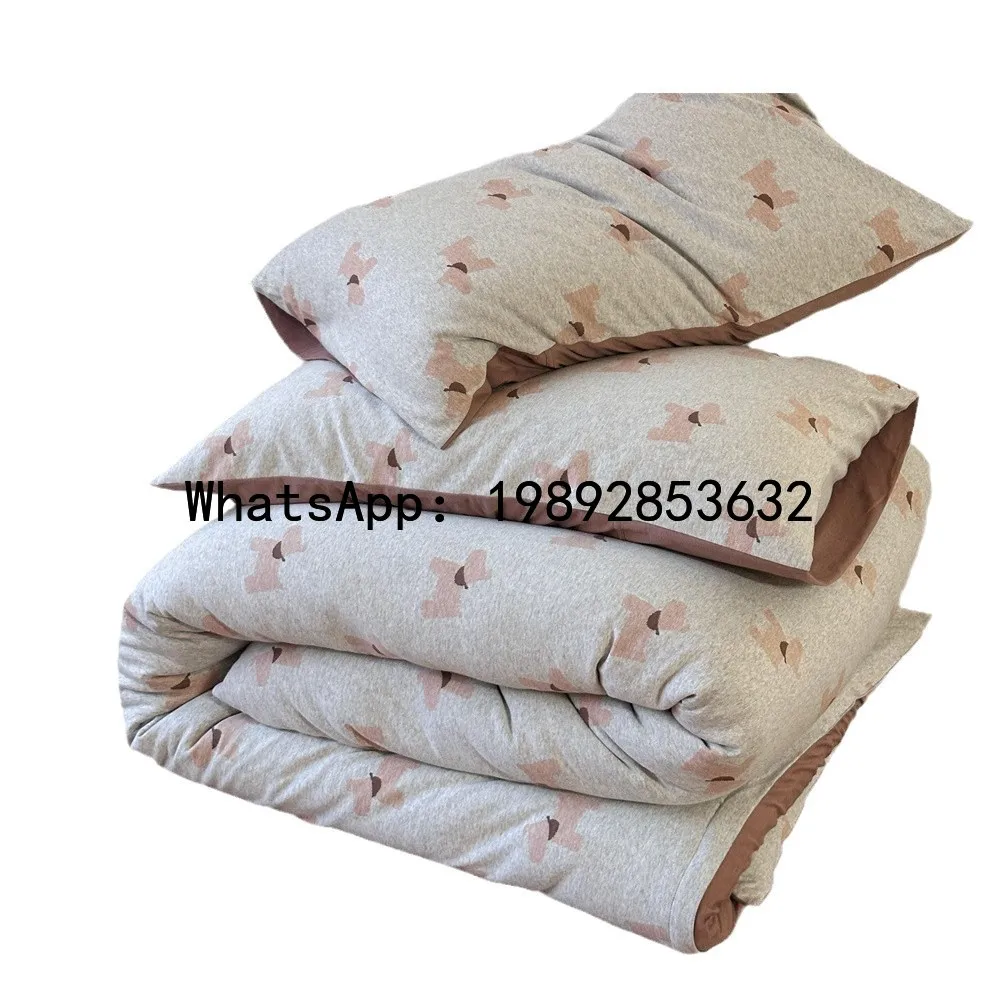 

P2 cotton high gram weight yarn-dyed knitted cotton jacquard four-piece set soft waxy thick pure cotton quilt cover