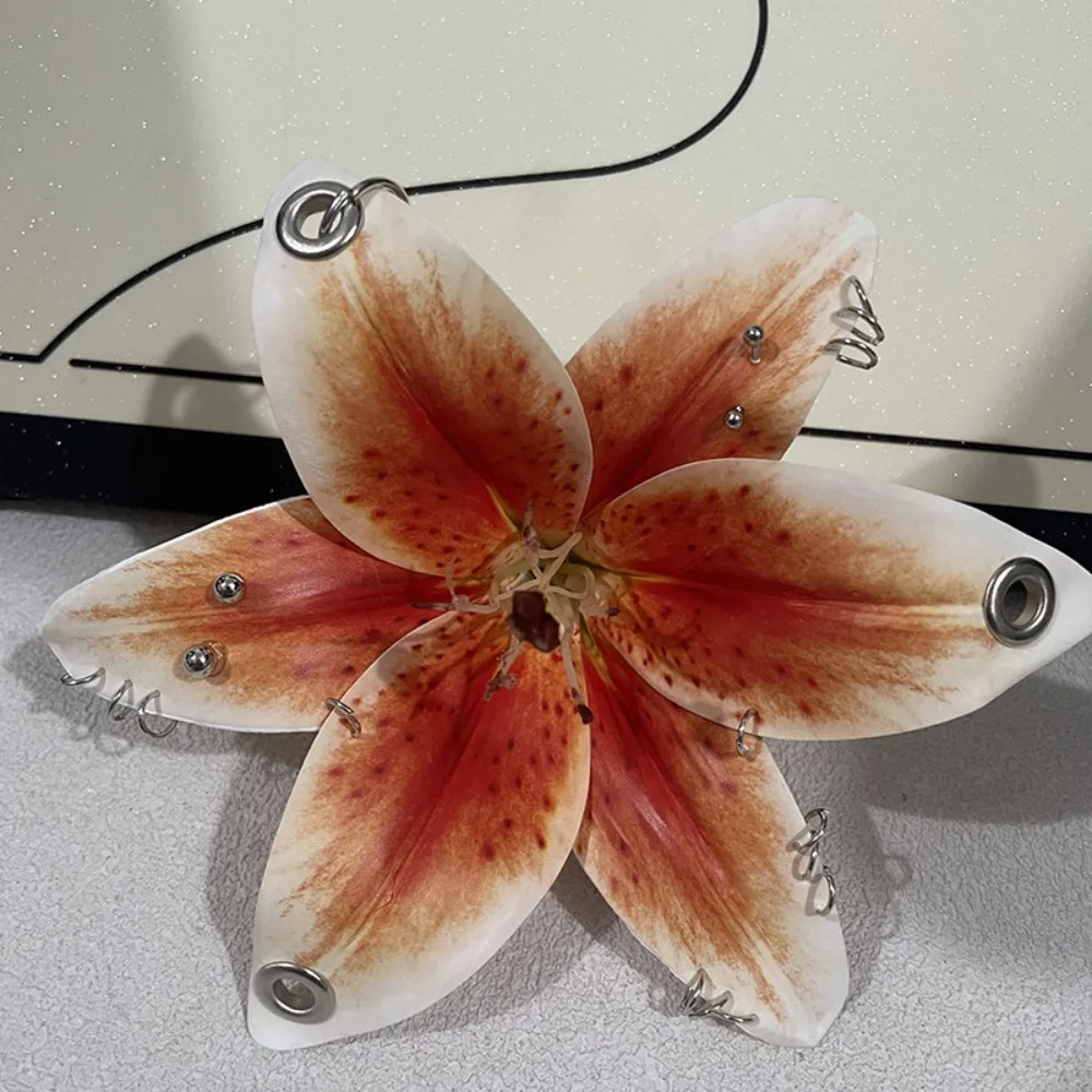 Creative Exquisite Lily Keychain Simulation Flower Phalaenopsis Orchid Flower Keychain Chic Hanging Car Key Ring
