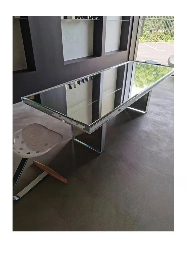 Glass dining table tempered desk rectangular ultra-white glass modern Italian style