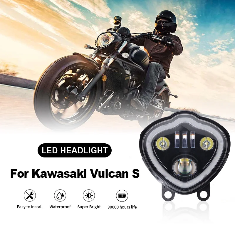 

Black Motorcycle LED Headlight For Kawasaki Vulcan S 650/ EN650 2015-2019