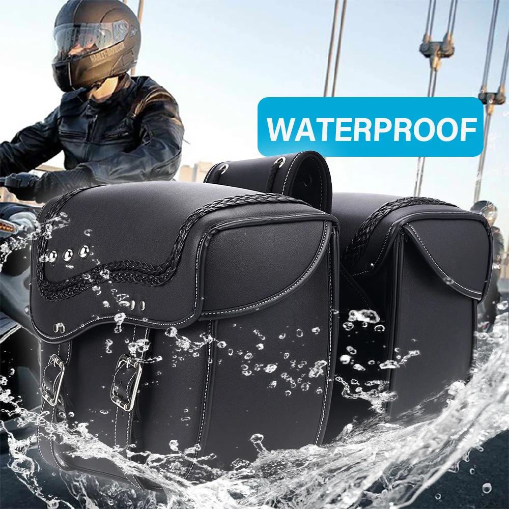A Pair Motorcycle Saddlebag 35.5x15x28.6cm Side Storage Luggage Bag Tool Pannier Saddle Bag Waterproof For Suzuki/Yamaha/Honda