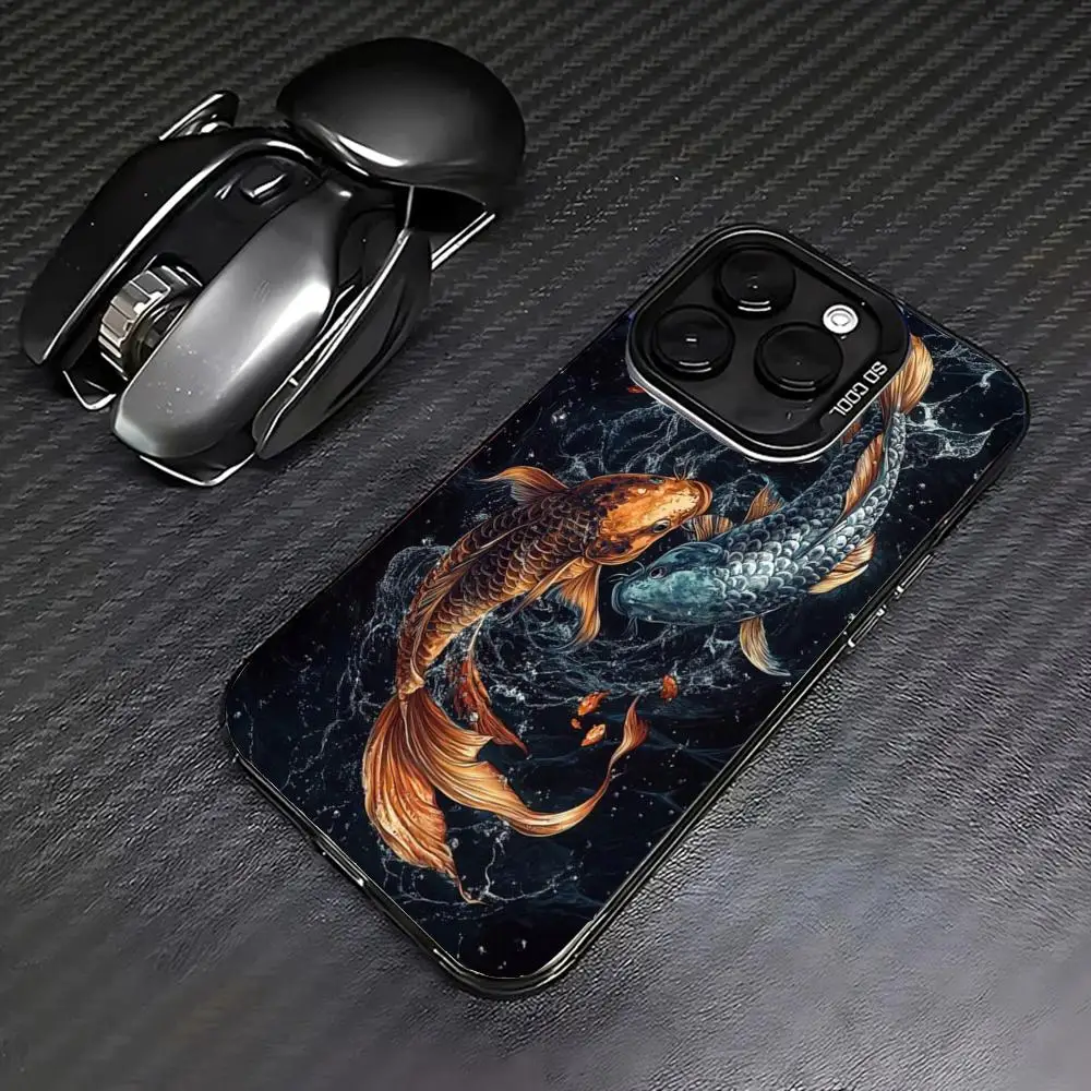 

Koi fish case for iPhone 16 15 14 13 12 11 Pro/ Max/Plus shock-proof rear cover anti-fingerprint