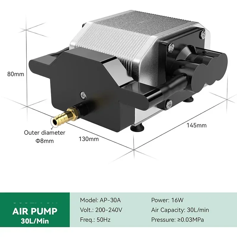 Luchtcompressor elektrisch magnetisch voor CNC lasergravure snijmachine, luchtpomp, aquarium en hydrocultuursystemen