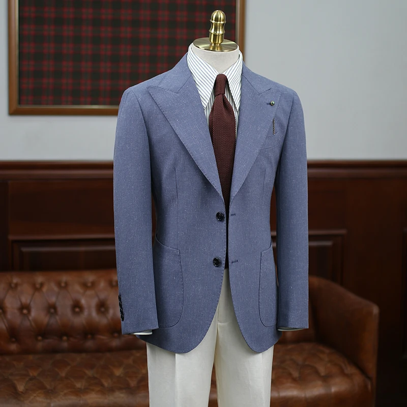 

Summer Linen Casual Breathable Small Suit Men's Lightweight Breathable Half-Lining Slim Suit Jacket Retro Italian Trend